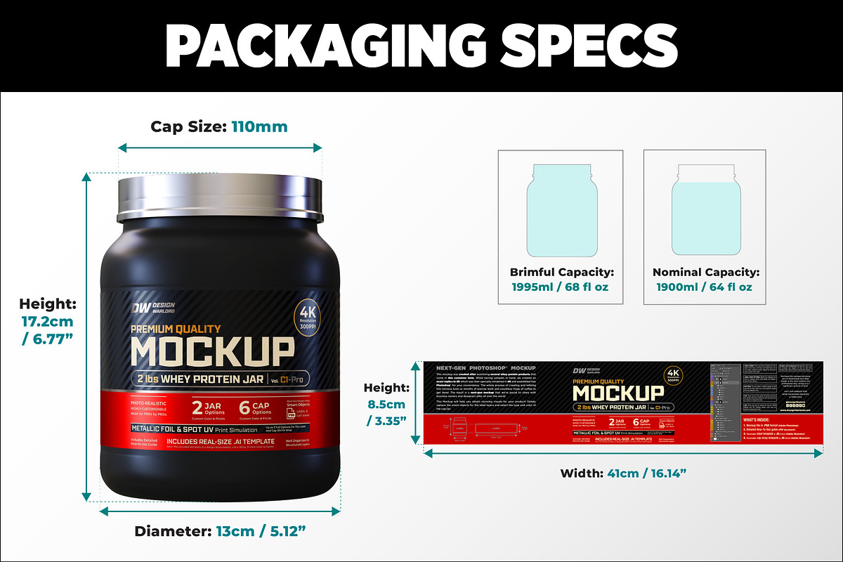 2lb Whey Protein Jar Mockup C1-Pro, a Packaging Mockup by Design Warlord (Photo 13 of 16)