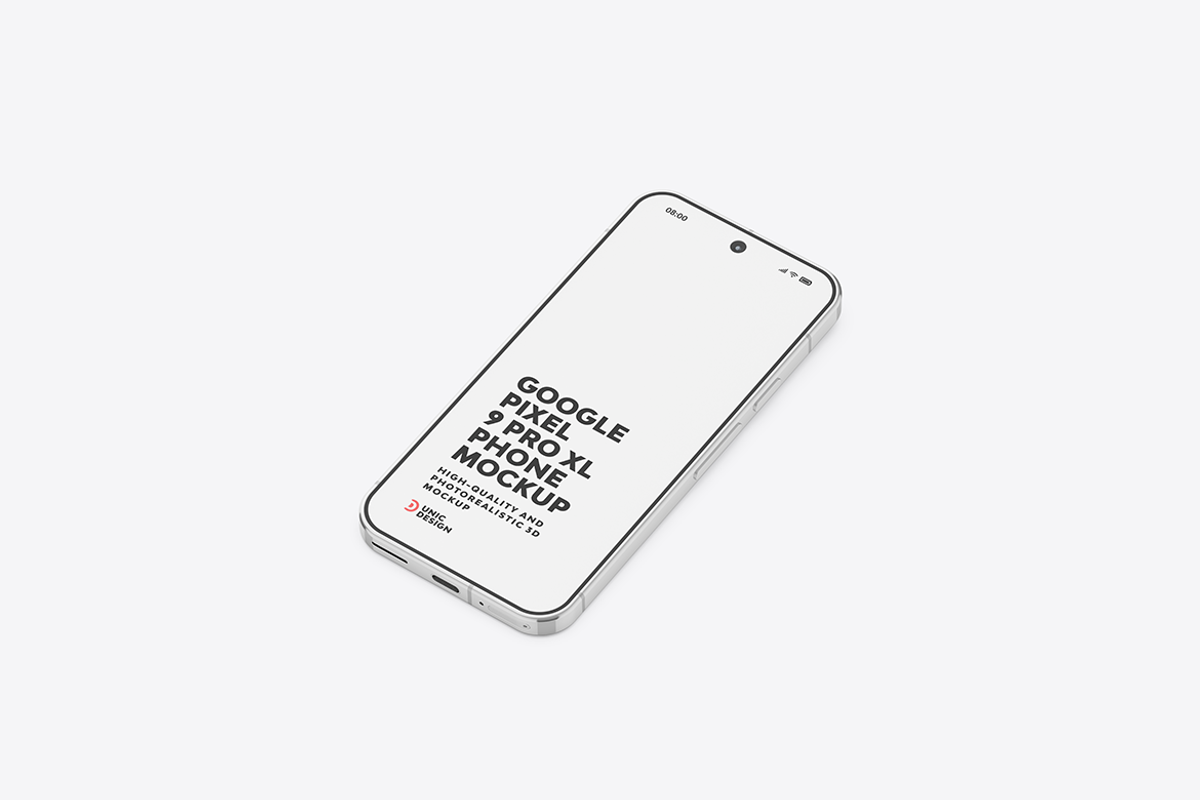 Google Pixel 9 Pro XL Phone Mockup, an Android Mockup by UnicDesign (Photo 11 of 21)