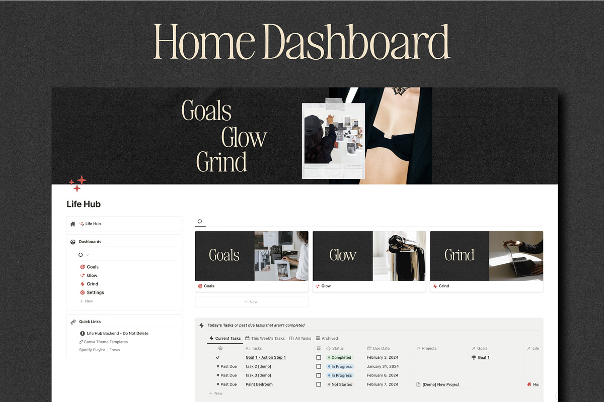 Notion Life Hub Template - Editorial, a Templates & Theme by 89 Golden Blvd (Photo 4 of 7)