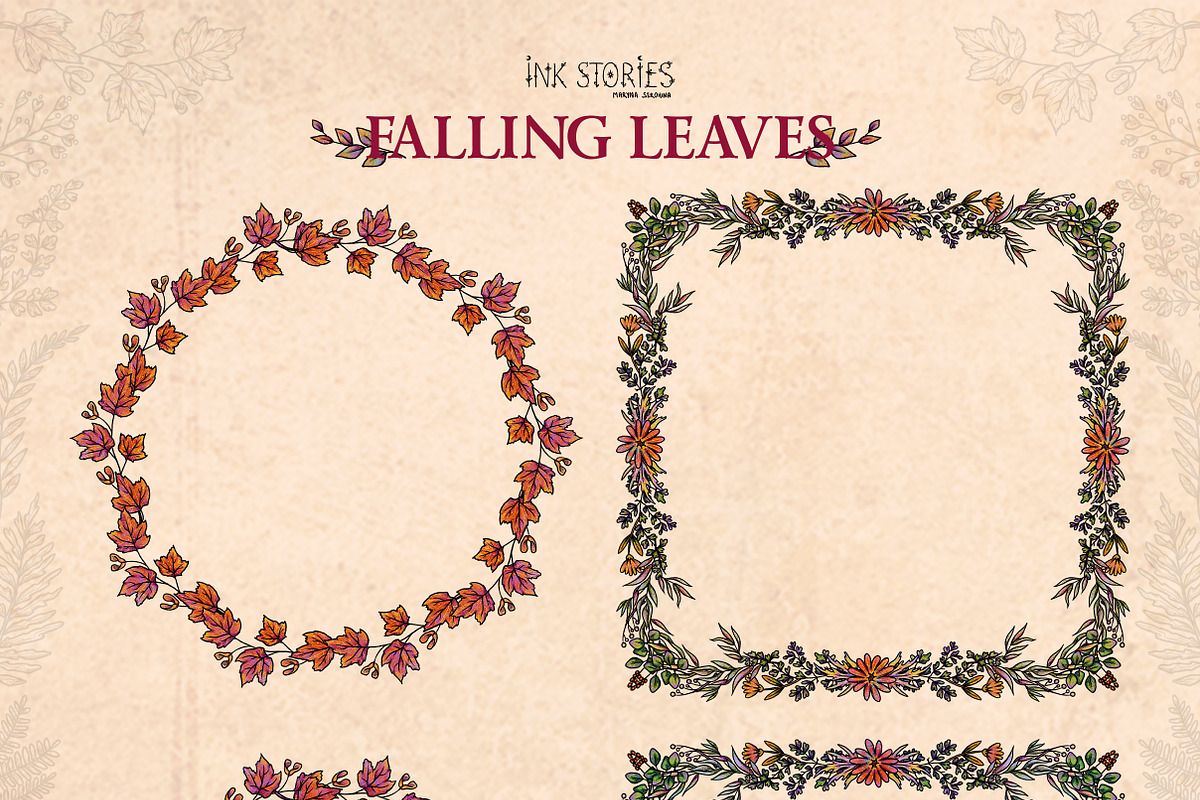 Falling Leaves Vintage Autumn Bundle, a Seasonal Illustration by Ink Stories (Photo 9 of 20)