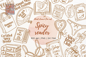 Spicy Reader & Dark Romance Line Art, an Object Illustration by RimzStudio