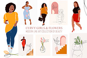 CURVY GIRLS & FLOWERS LINE ART, an Illustration by ArtOLB (Thumbnail 1 of 11)