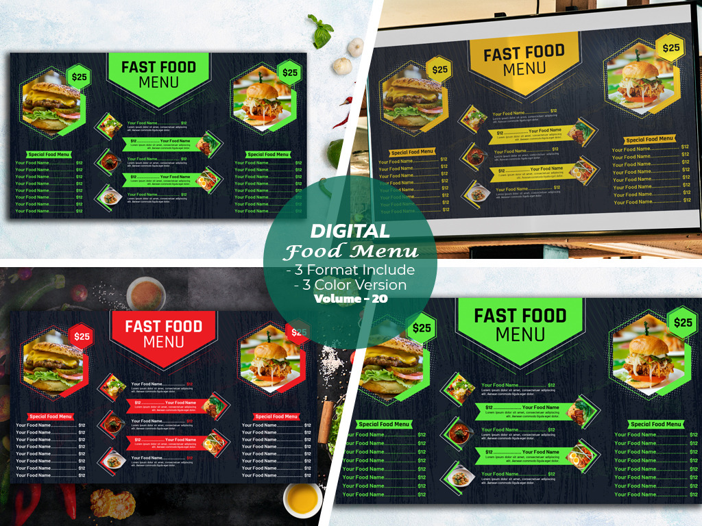Digital Food Menu Design Template, a Stationery Template by MRI STUDIO