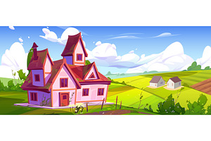 Summer countryside house, farm, a Work Illustration by art PVP - market