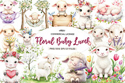 Watercolor Spring Floral Baby Lamb, an Illustration by CreationArt (Thumbnail 1 of 9)