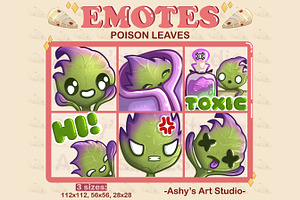 Poison Leaf Emotes for Twitch/YT, an Illustration by Ashy's Art Studio