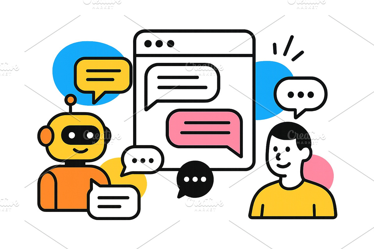 Engaging conversation between a, a Technology Illustration by ZinetroN