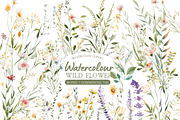 Watercolor Wildflower Clipart Bundle, an Illustration by MockupWizard (Thumbnail 1 of 5)