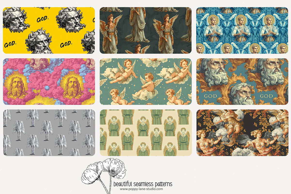 80 angelic seamless pattern, a Pattern Graphic by Poppy Lane Studio