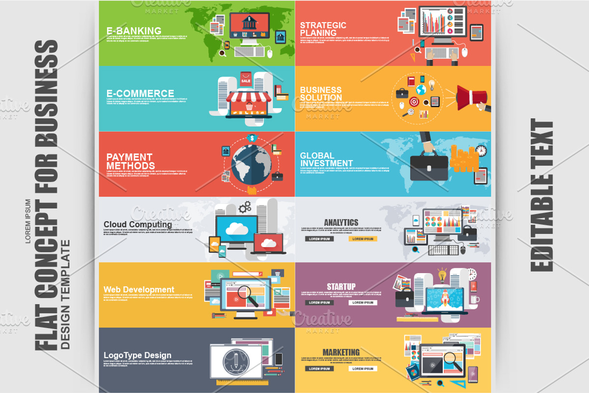 Set of Flat Business Concept, an Object Illustration by alexdndz