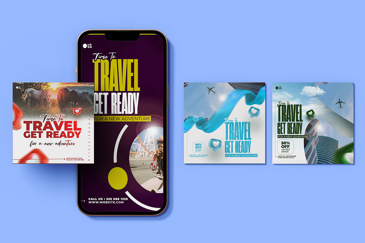 5 Social Media travel Templates, a Social Media Template by graphic bakers (Photo 5 of 10)