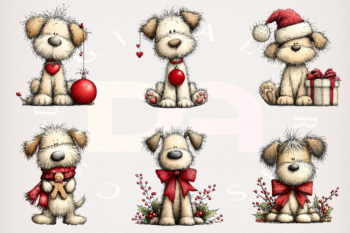Watercolor Christmas Dog Clipart PNG, a Transportation Illustration by Digital Artistic99 (Photo 2 of 8)