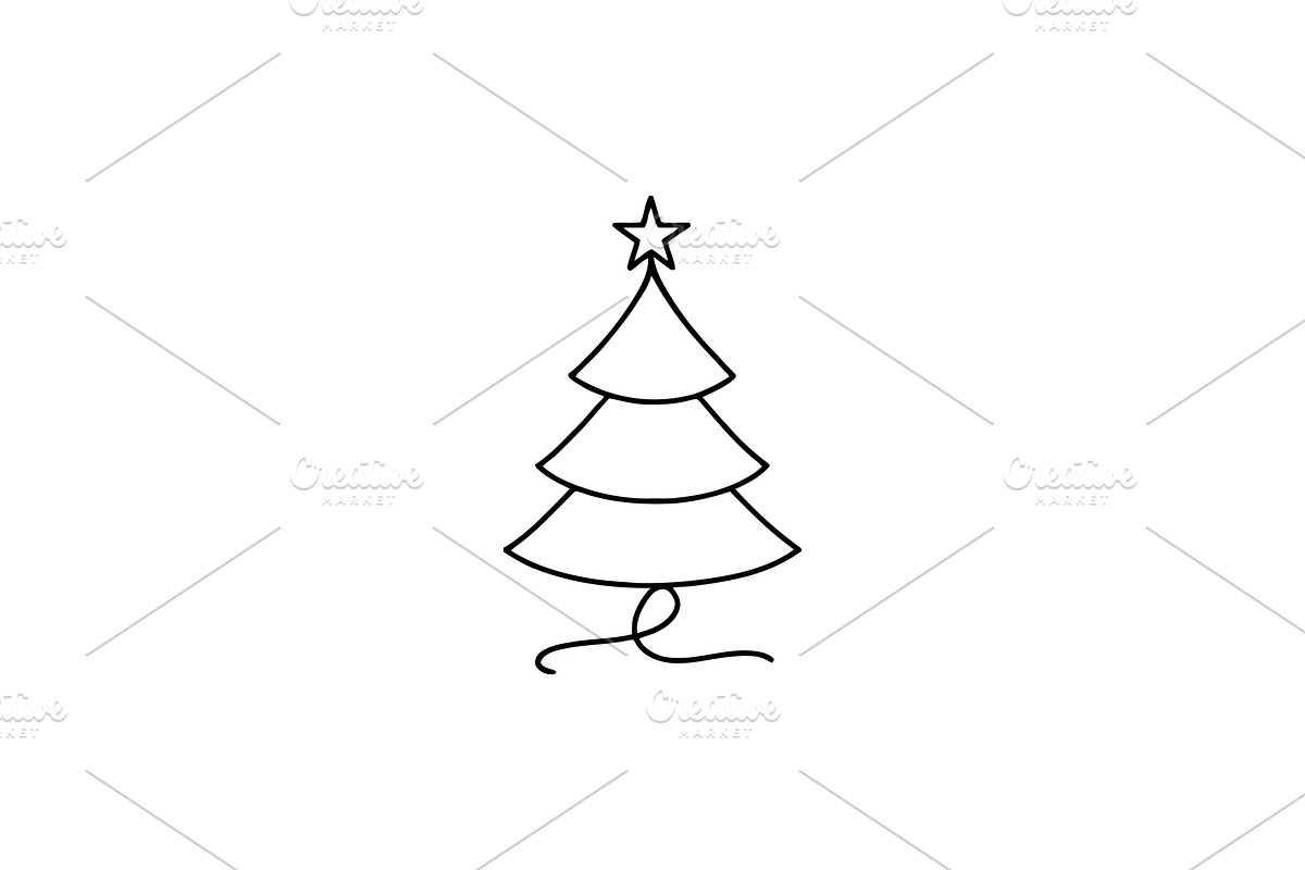 Layered Star Line Christmas Tree, a Branding & Logo Template by Vectorium Studio (Photo 1 of 2)
