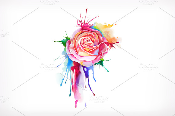 Watercolor Rose Flower Vector Icon