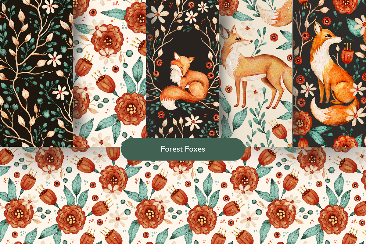 Watercolor Seamless Pattern Bundle, a Seasonal Illustration by Red Ink (Photo 13 of 14)