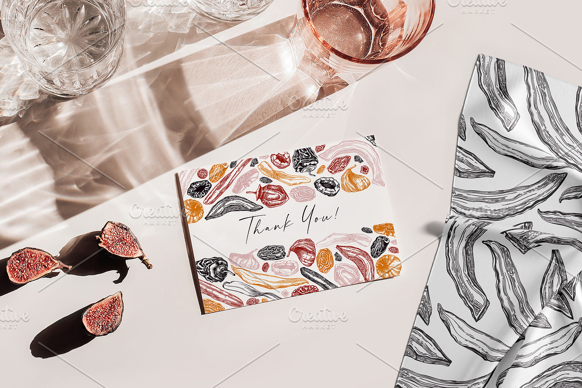 Dried Fruit set. Vector healthy food, a Food Illustration by Yevheniia (Photo 8 of 8)
