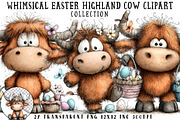 Whimsical Easter Highland Cow Clipar, an Illustration by OK Design (Thumbnail 1 of 6)