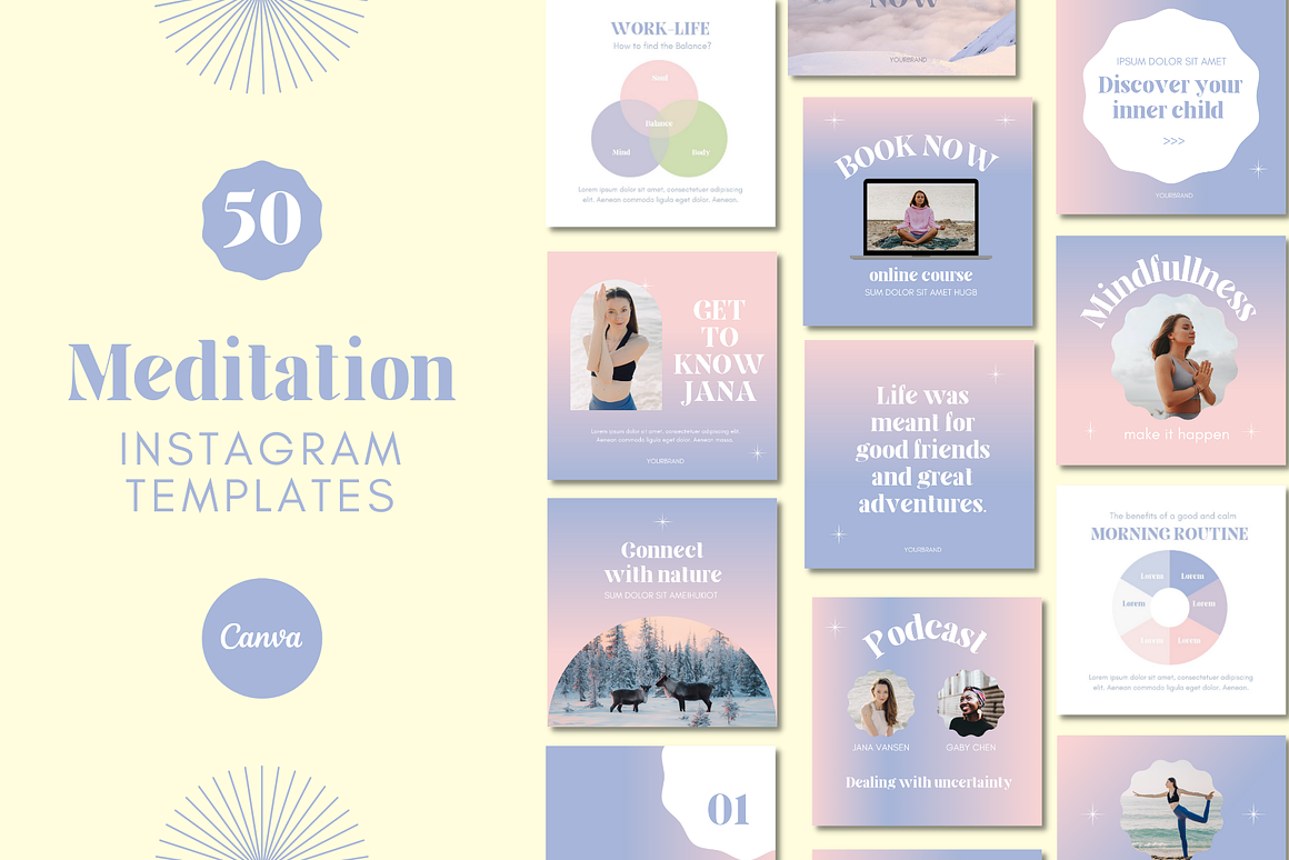 Meditation Wellness Instagram Bundle, a Marketing Template by This shop is closed (Photo 1 of 11)