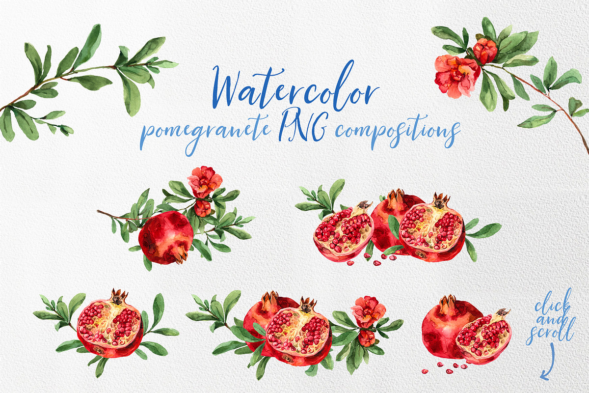 Pomegranate, ceramic tile watercolor, an Illustration by Alamella (Photo 3 of 7)
