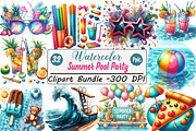 Summer Pool Party Clipart, an Illustration by DreamCafeArt (Thumbnail 1 of 4)