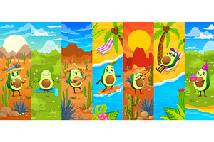 Cartoon cheerful Mexican avocado, a Food Illustration by Vector Tradition