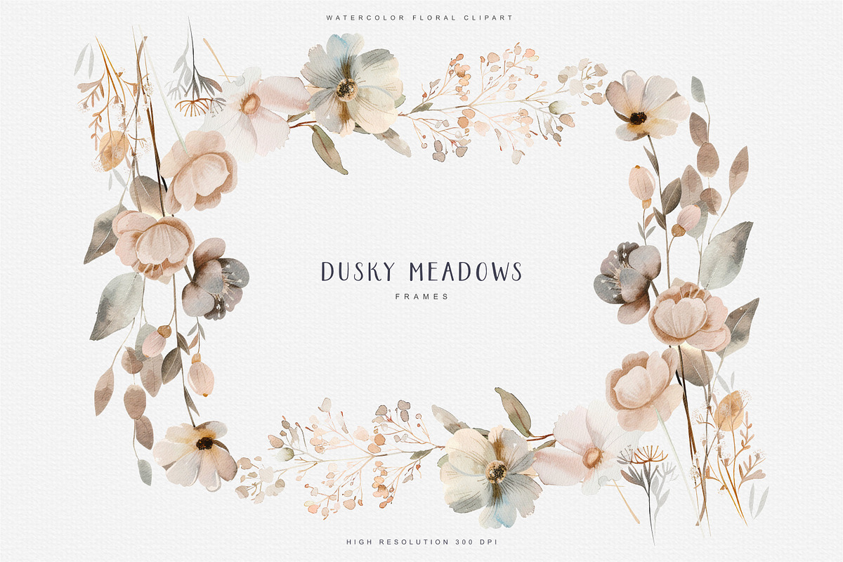 watercolor beige wildflower clipart, a Decorative Illustration by Patishop Art (Photo 3 of 10)