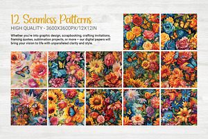 Floral Symphony Seamless Patterns