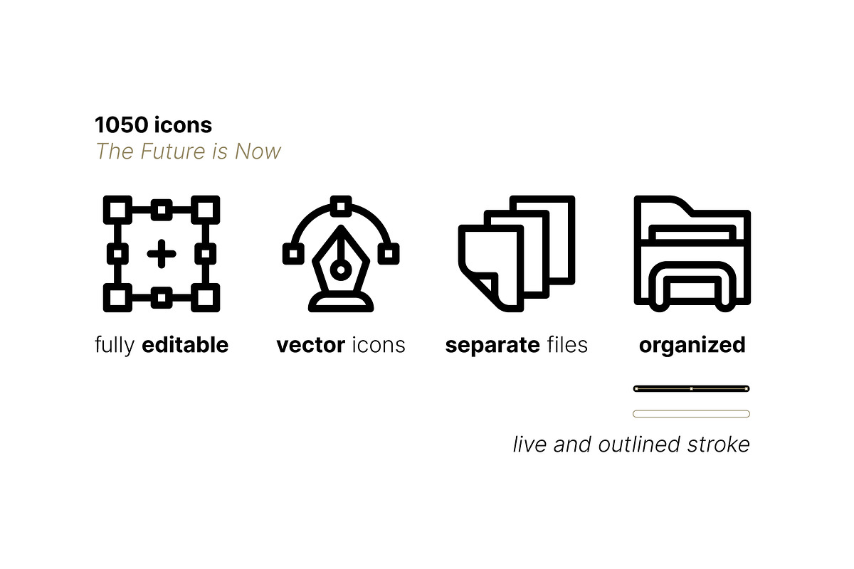 The Future is Now ICON BUNDLE!, an Outline Icon by Side Project (Photo 9 of 12)