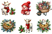 Cozy Farm Christmas Watercolor, an Illustration by DreamArtGraphic (Thumbnail 6 of 6)