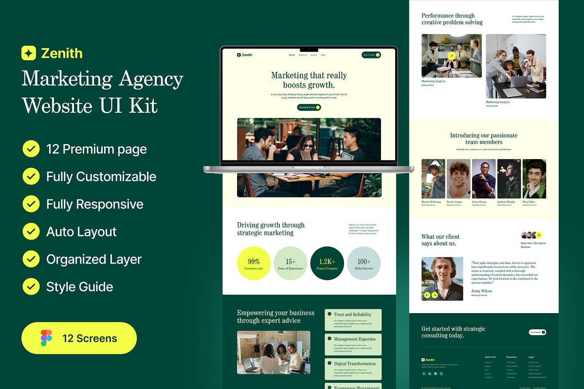 Zenith Marketing Agency Landing page, an UI Kit Template by Ahmed Rubel (Photo 1 of 9)