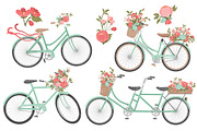 Mint & Coral Floral Bicycles, an Illustration by Amanda Ilkov (Thumbnail 4 of 5)