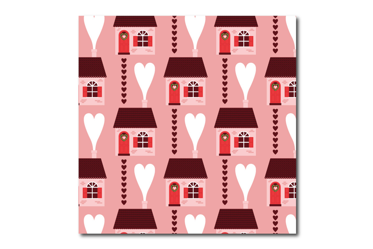 Valentine's Day House Vector Pattern, a Pattern Graphic by K McCormack Designs (Photo 2 of 4)