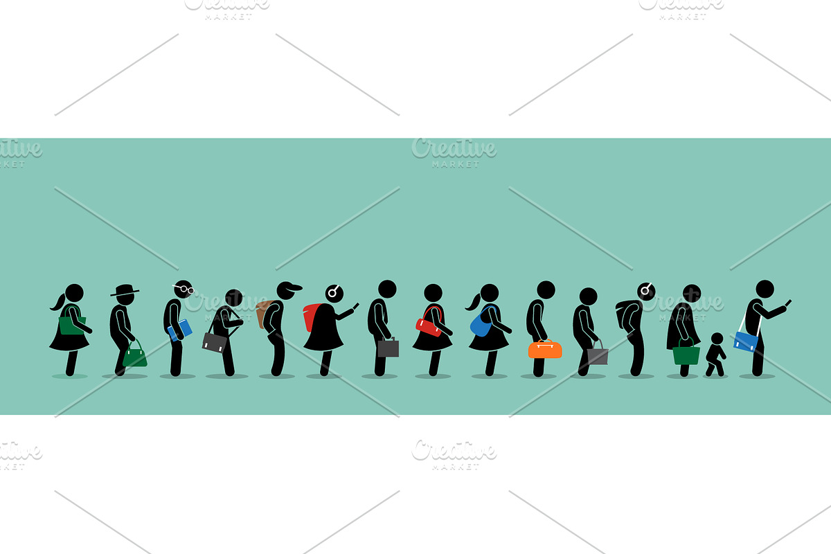 People Queue Queuing Waiting Line, a Person Illustration by Leremy ...