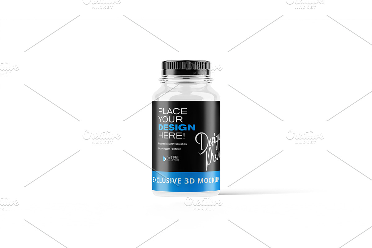 Plastic Jar with Screw Cap Mockup, a Packaging Mockup by artBit Design Studio (Photo 4 of 10)