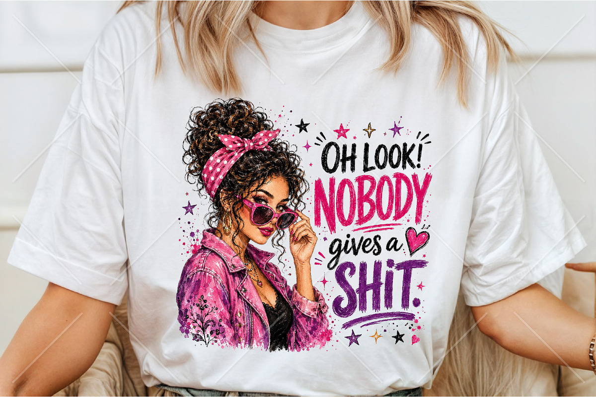 Nobody Gives a PNG Retro Sassy Girl, a Seasonal Illustration by Canvas Craft (Photo 3 of 6)