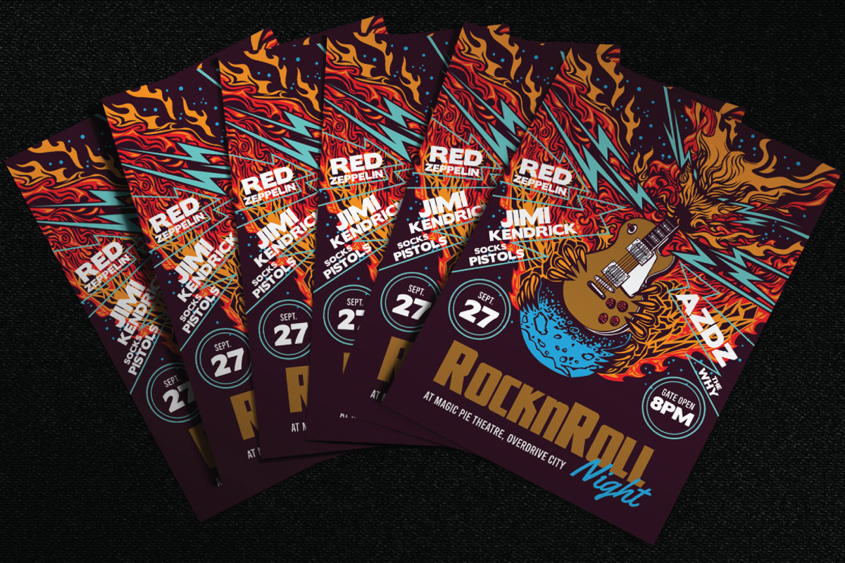 Hand Drawn Rock And Roll Night Flyer, a Flyer Template by ashenterprise (Photo 3 of 4)