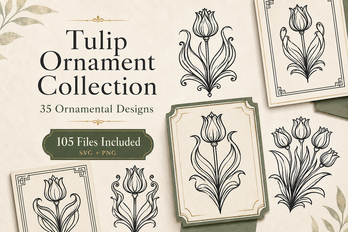 Tulip Ornament Vector Collection, a Decorative Illustration by AvalgaCollectiblesan (Photo 1 of 4)