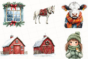 Christmas Farm Watercolor Clipart, an Illustration by OK Design (Thumbnail 2 of 5)