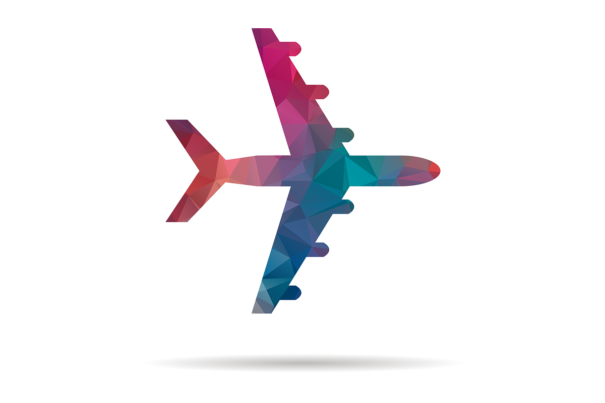 low poly colorful icon plane, a Decorative Illustration by noche