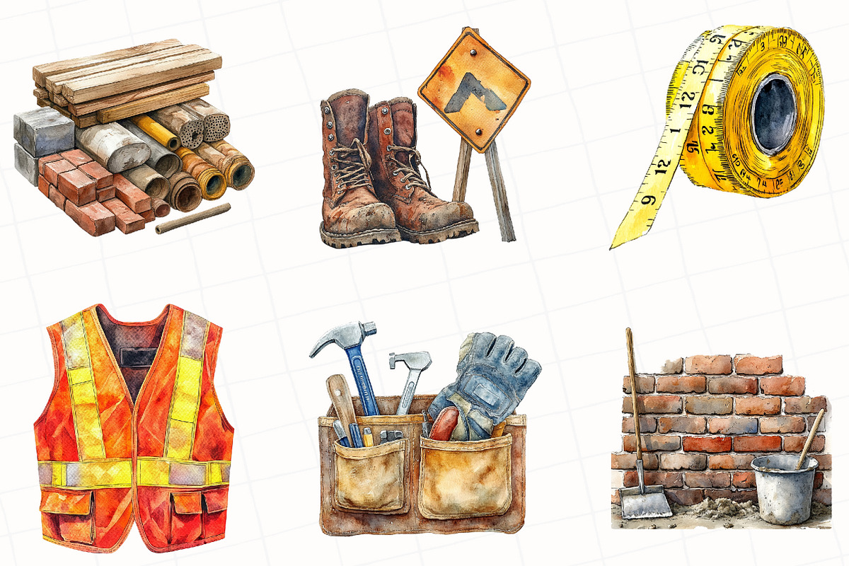 Watercolor Construction Clipart, an Illustration by OK Design (Photo 5 of 5)