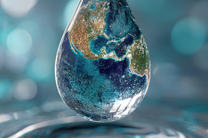 Earth Water Drop Planet Blue Ripples, a Photo by Pixeness Studio