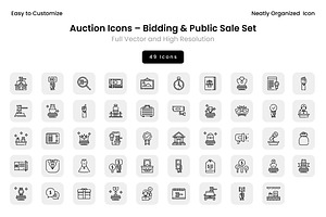 Auction Icons – Bidding & Public Sal, an Icon by Wencory