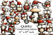 Quirky Christmas Birds Clipart, an Illustration by DreamArtGraphic (Thumbnail 1 of 5)