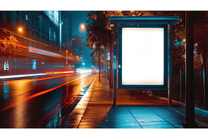 Night City Street With Wet Pavement