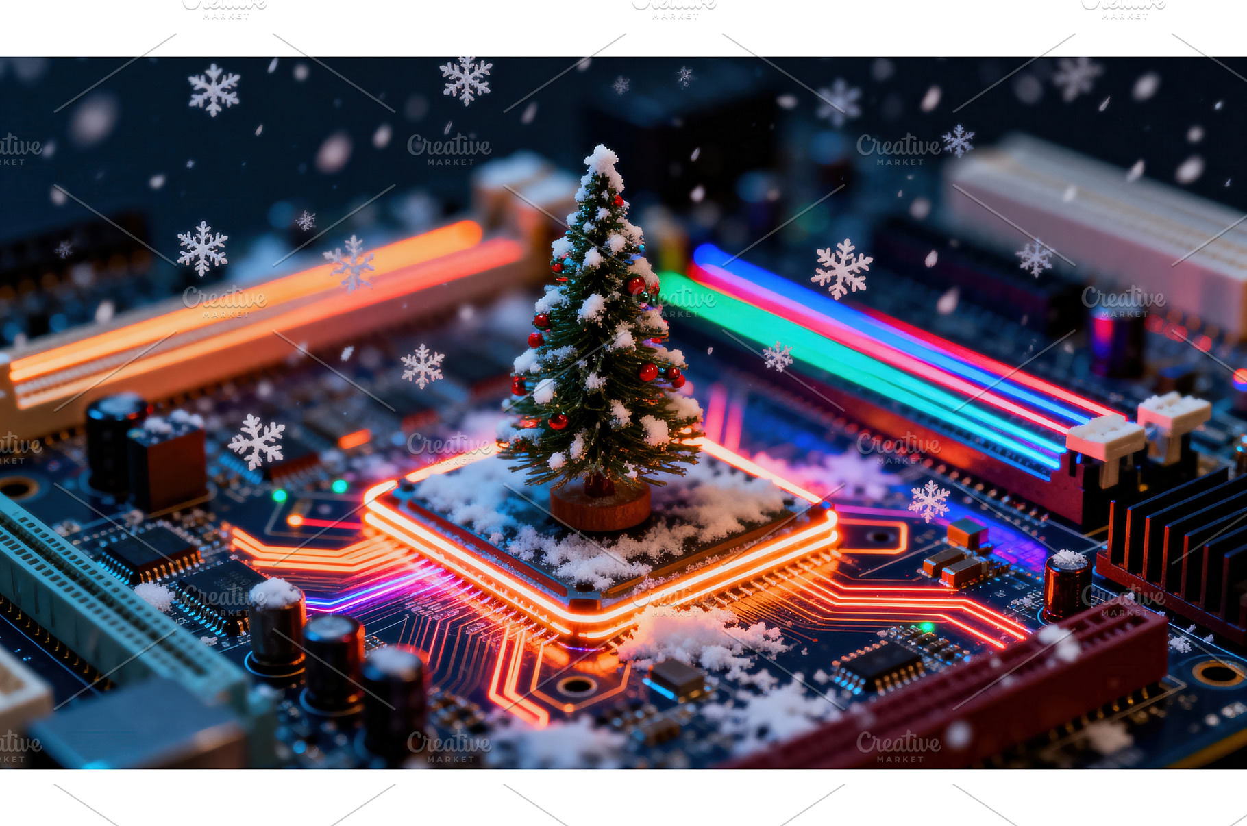 Miniature Christmas tree on a, a Technology Photo by tilialucida