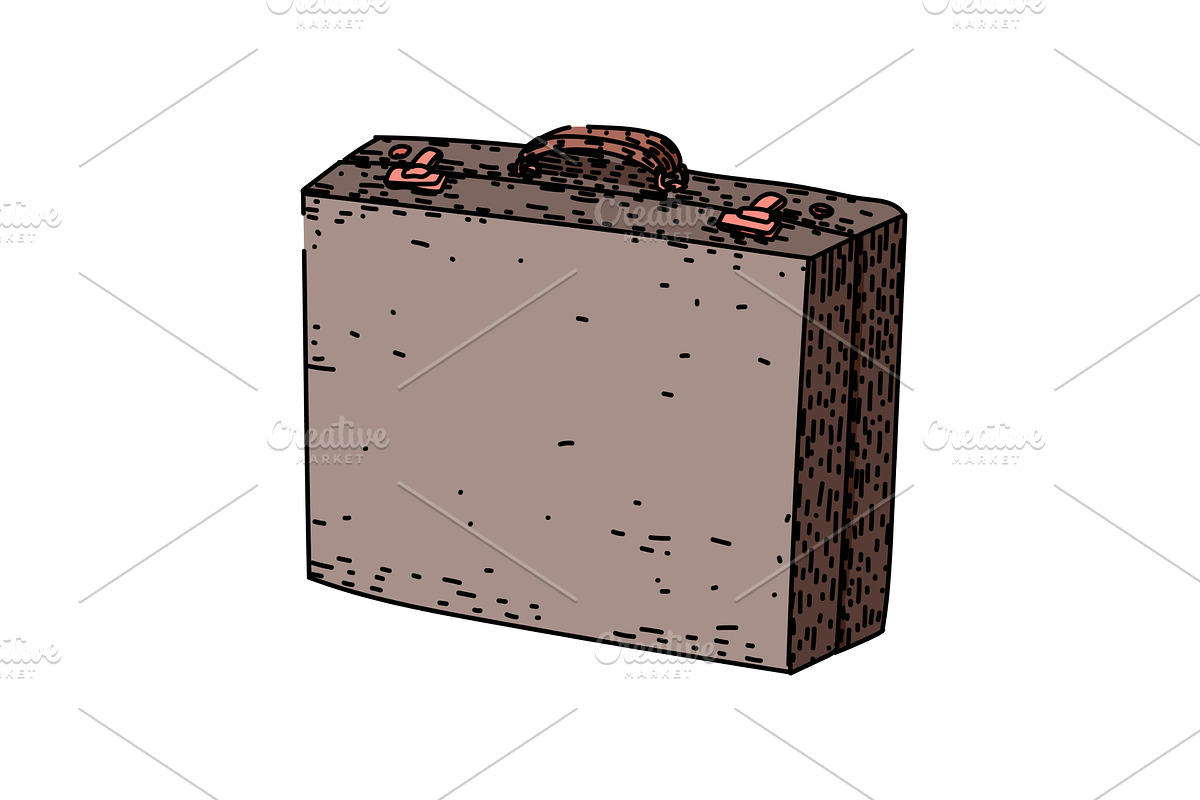 stylish briefcase sketch hand drawn, an Object Illustration by pikepicture