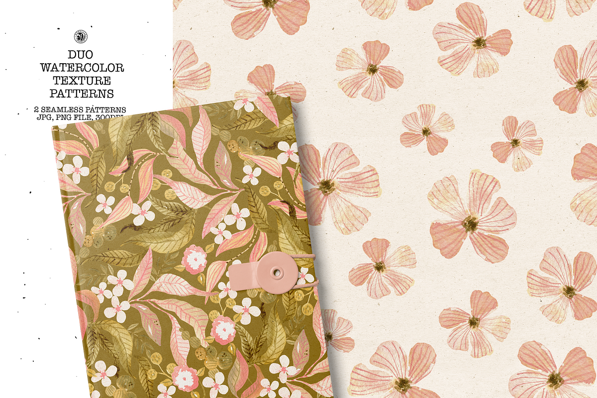 Watercolor Textured Duo Patterns, a Pattern Graphic by Webvilla Studio (Photo 1 of 7)