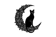 Cat on Crescent Moon Bundle, an Illustration by jahid234 (Thumbnail 22 of 31)