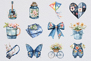 Vintage Denim Spring Clipart, an Illustration by Design Market (Thumbnail 2 of 3)
