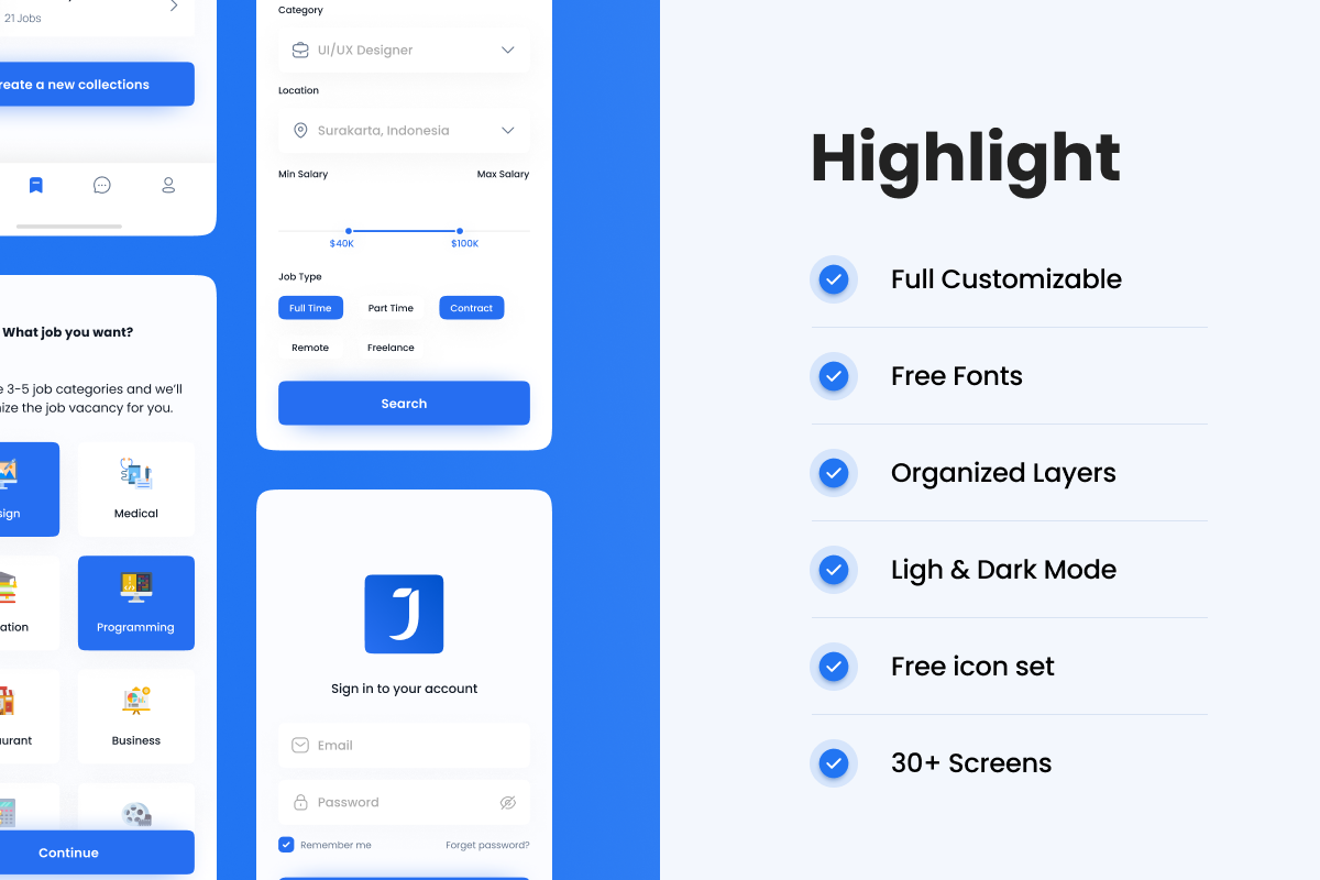 JobFind - Job Seeker UI KIT, a Device Mockup by Odama (Photo 2 of 6)